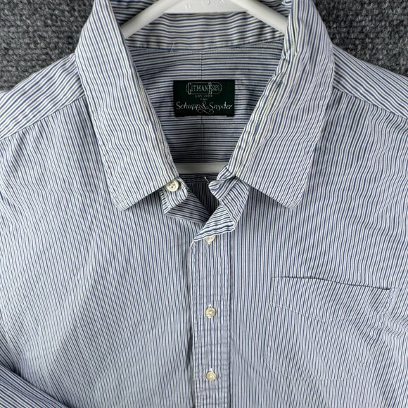Gitman Bros For Schupp & Snyder Button Up Shirt Striped Blue White 15.5 33 - Picture 1 of 15
